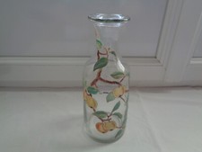 ANCIENNE CARAFE A CIDRE EMAILLE LEGRAS DECOR BRANCHAGES ET POMMES VERRE SOUFFLE