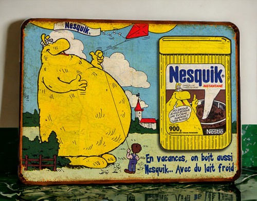 Plaque métal nesquik chocolat - métal,