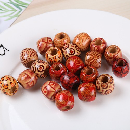 100 pcs perles bois naturel - ,