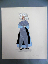 BRETAGNE CANCALE planche POCHOIR / Aline KEIM costume féminin régional 1930