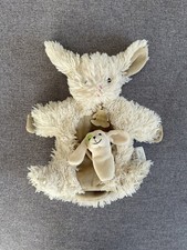 DOUDOU PELUCHE MARIONNETTE A DOIGT HISTOIRE D'OURS LAPIN CHIEN écru beige