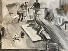 Très Beau Dessin Lavis Encre