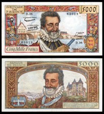 Billet France - 5000 Francs Henri IV - 02-01-1958 - D 36 - SUP - Fay : 49.5