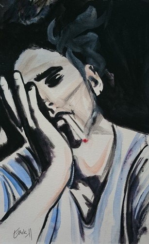 Smoking boy acrylique - boy,,