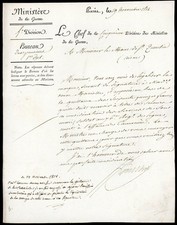 Ministère de la guerre 1812 Manuscrit au maire de Saint-Quentin - Lettre entière