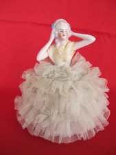 ANTIQUE  FRENCH LOUIS 14TH PORCELAIN FIGURINE LACE DRAPED PETTICOAT-WEST GERMANY