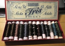 BOBINES CORDONNET de SOIE "FLORA"Lot de 13 BOBINES  & BOÎTE "IRIS "ancienne