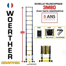 Echelle télescopique 3m80 Woerther avec housse, sac à outils et plateforme