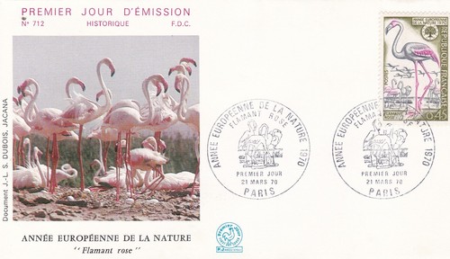 France 1970 fdc flamant - fdc, rose