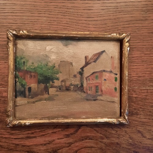 Huile bois tableau montmartre - huile,