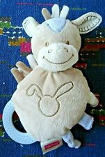 DP/ DOUDOU SEMI PLAT NATTOU CHEVAL BEIGE MARRON BLEU GRELOT DENTITION  TTBE