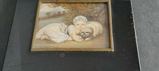 MINIATURE ENFANT ET SON CHIEN SIGNEE REYNOLDS