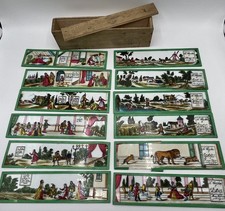 Boite 12 Plaques de verre peintes pour lanterne magique - France XIX° Siècle