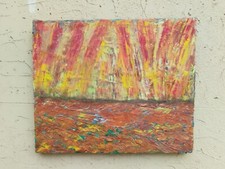 Peinture Abstraite Huile Sur Toile Très Matérielle Signée En Bas À Droite