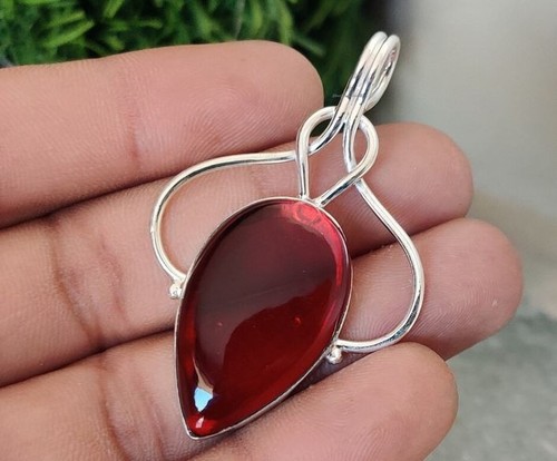 Pendentif grenat naturel poire - pendentif,