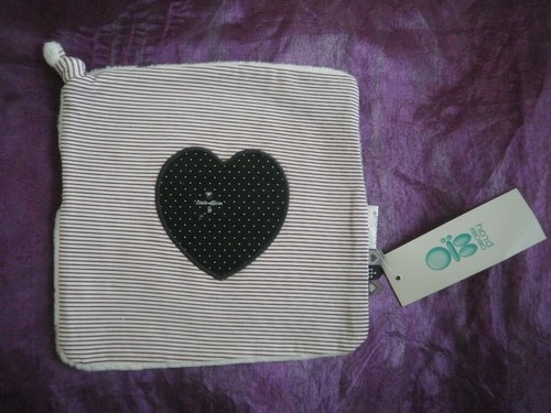 Doudou plat coeur raye - , marron
