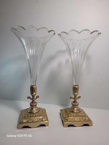 Paire vases cristal taillé - paire,
