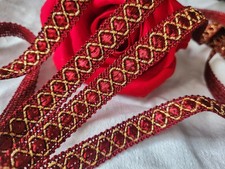 Galon vintage rouge/marron doré satiné 2 métres sur 1,3 cm A5