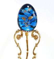 Oeuf de Pâques Baccarat rare couleur or forme oeuf avec base en métal...