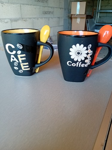 Tasse café avec - avec, cuillère