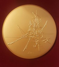 MEDAILLE BRONZE GEORGES MATHIEU COFFRET PRESENTOIR ELF AQUITAINE 