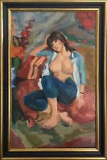 Tableau de Pierre CORNU "Nu à l'atelier" HST 61x38 cm