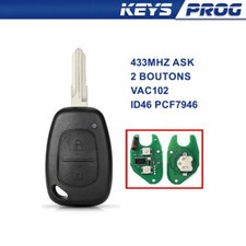 Clé électronique vierge compatible Renault Trafic Kangoo Master pcf7946 VAC102