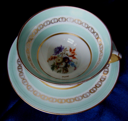 Paire thé porcelaine peint - de,
