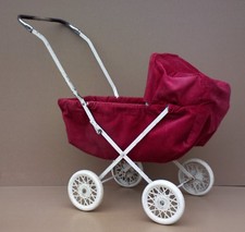 Landau ancien JOUET pour poupée métal & velours vintage pliable pour enfant déco