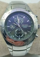 Seiko Quartz Chronographe 100m   7T92 Bonne État Verre & Pile Neuf 