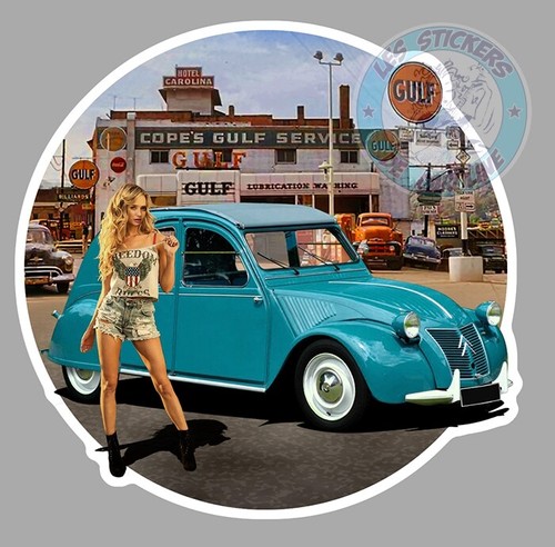 Sticker 2cv citroen pinup - 2,