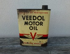 ancien bidon VEEDOL MOTOR OIL HUILE MOTEUR OIL CAN DECO GARAGE AUTOMOBILIA
