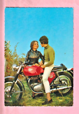 CARTE POSTALE - FANTAISIE - COUPLE AMOUREUX et MOTO BSA