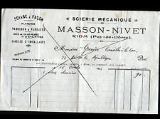 RIOM (63) SCIERIE / BOIS CHARPENTE PARQUET "MASSON & NIVET" en 1923