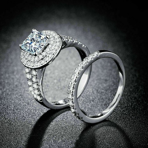 Bague mariage double halo - bague,