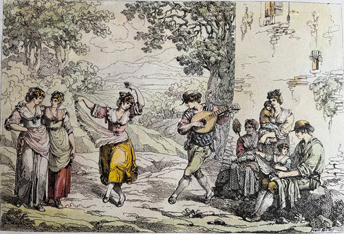 Estampe ancienne danse