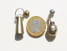 LOT de 2 TRES PETITS POTS OU PICHETS ANCIENS 1900 en ARGENT Français et Anglais