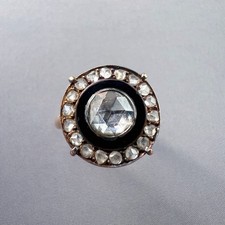 Antique French work Georgian Victorian 18K Gold Rose Cut Diamond Ring