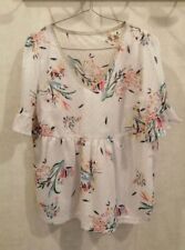 Blouse voile blanche à fleurs avant doublé T36 (2212139)P