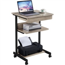Table Informatique Bureau d'Ordinateur Portable Roulant Poste de Travail Chambre