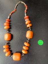 Ancien Collier Amazigh Berbère Maroc argent  ambre phénolique XIXe siècle