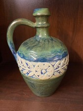CRUCHE FAIENCE QUIMPER HB HENRIOT TONS VERT ET BLEU ANNEES 80 ESTAMPILLE PK