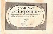 France Billet Assignat de Cinq