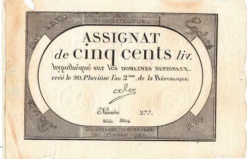 France billet assignat cinq - france,