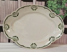 Grand Plat Ovale KG Lunéville décor art déco vert