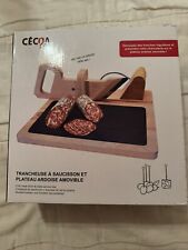 Trancheuse à saucisson en bois avec plateau ardoise