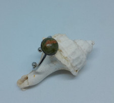 bague fine acier inoxydable réglable neuve avec unakite création unique