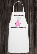 Tablier de cuisine humour Apprentie cuisinière personnalisé avec prénom