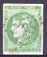 FRANCE STAMP TIMBRE 42 Bi " BORDEAUX 5c VERT EMERAUDE CLAIR " OBLITERE TB M712