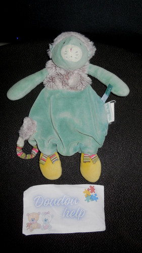 Doudou plat chat - doudou, vert